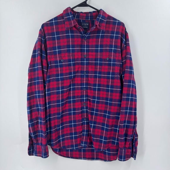 J. Crew Flannel Red and Blue Casual Button Down Shirt - Picture 2 of 6